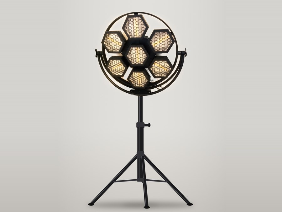 Retro scenelys – 7 hexagon-lamper